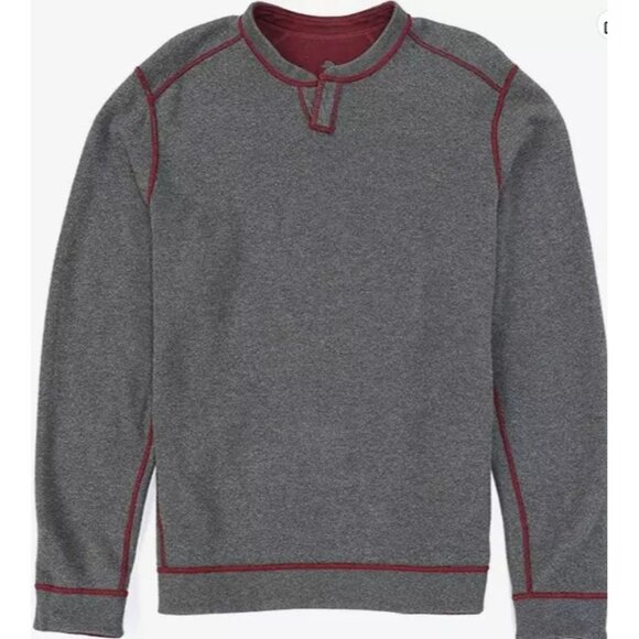 Tommy Bahama Small Reversible Flipshore Abaco Sweatshirt Black Cherry Heather - Picture 1 of 8